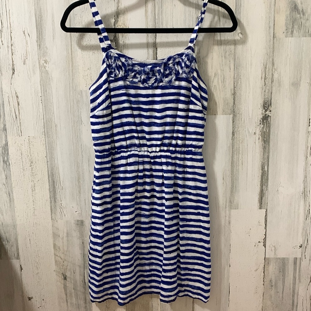 Striped Loft white and blue dress